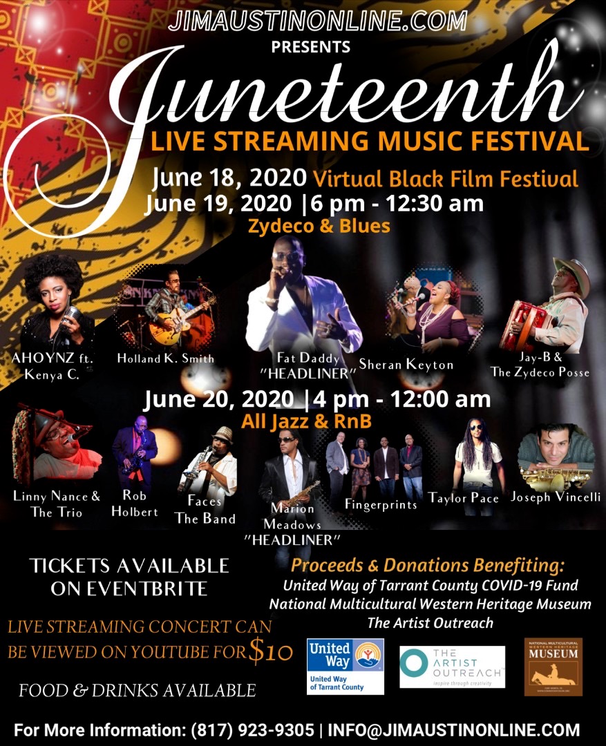 Jim Austin Online Announces  Juneteenth Live Streaming Music Festival Benefiting  The United Way Of Tarrant County COVID-19 Relief Efforts