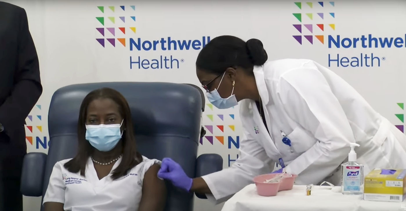 Critical care nurse Sandra Lindsay received the first dose of the two-shot vaccine at about 9:20 am EST on Monday, December 14