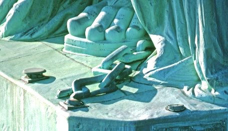 Chains on Statue’s feet. Credit: National Park Service