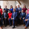 Recently elected Dallas City Council members pose together with Mayor Eric Johnson at the City Hall in Dallas after their Inauguration ceremony