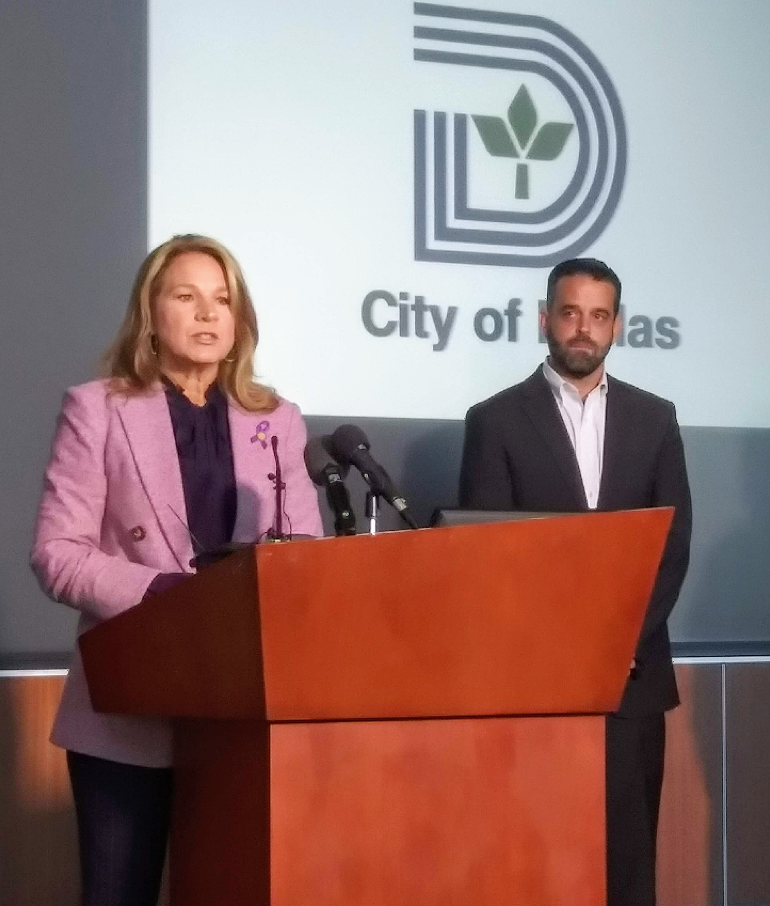 Councilwoman Jennifer Gates, Chair of the Mayor's Domestic Violence Advisory  Council; and City Councilman Adam McGough, Chair of the Public Safety Committee