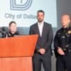 Dallas City Councilwoman Jennifer Gates, Officer Kylle Hawks, City Councilman Adam McGough, Chief Eddie Garcia and Mayor Eric Johnson