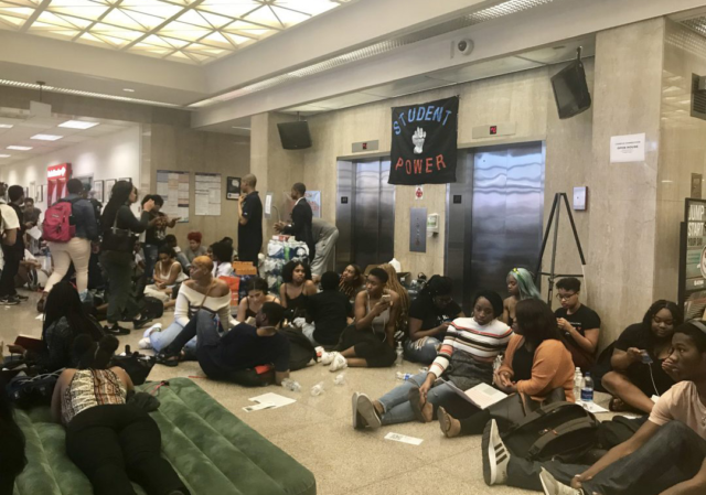 Students camped out at Howard University