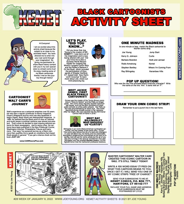 KEMET ACTIVITY SHEET BLACK CARTOONISTS 1