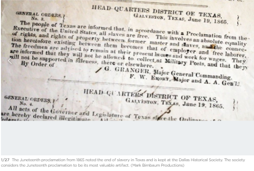 The Juneteenth Proclamation from 1865