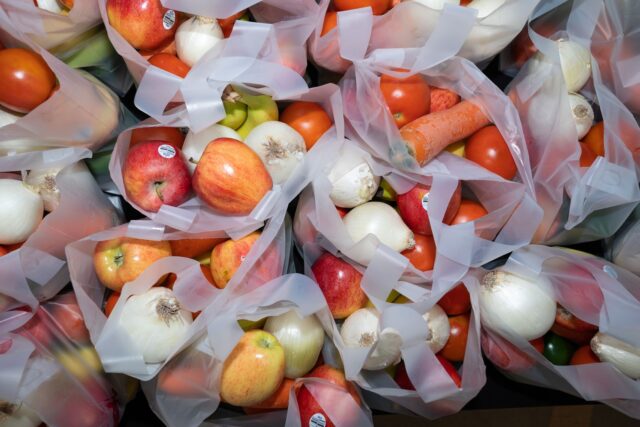 Bags of fruit and vegetables