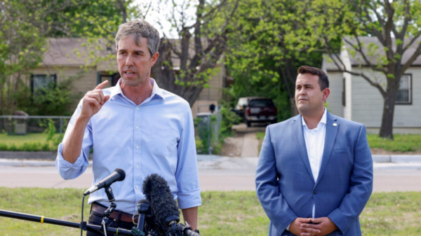 Beto O’Rourke (left) speaks alongside Dallas City Council member Adam Bazaldua