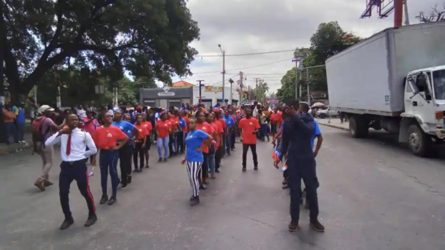 High schoolers taking part in a celebration