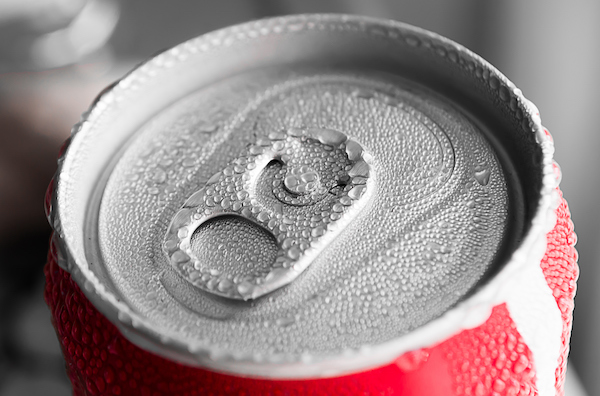 Water droplets on soda cans 