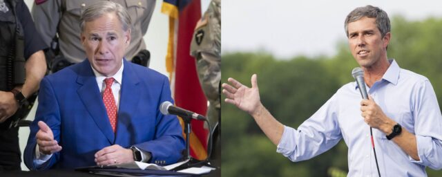 Gov. Greg Abbott, left, and Democratic Party challenger Beto O’Rourke