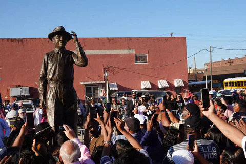 A statue in honor of Emmett Till