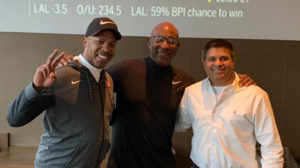 Ramon Flanigan, left, and Sameer Ahmed, are friends with NFL great Eric Dickerson