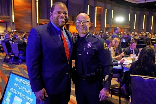 Dallas Mayor Eric Johnson and Dallas Police Chief Eddie Garcia