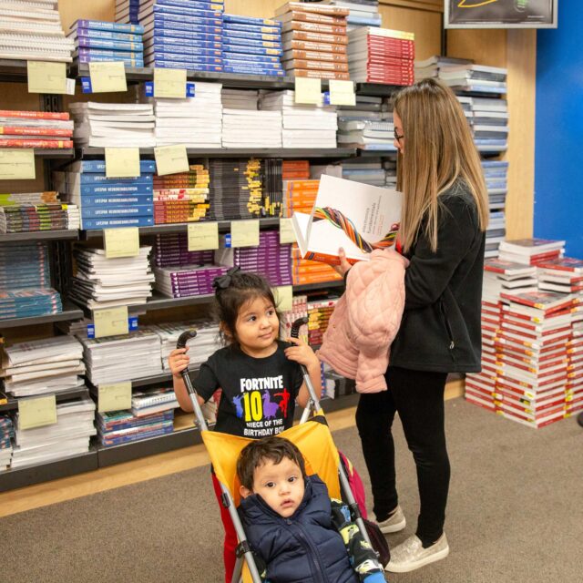 Student Parent in bookstore