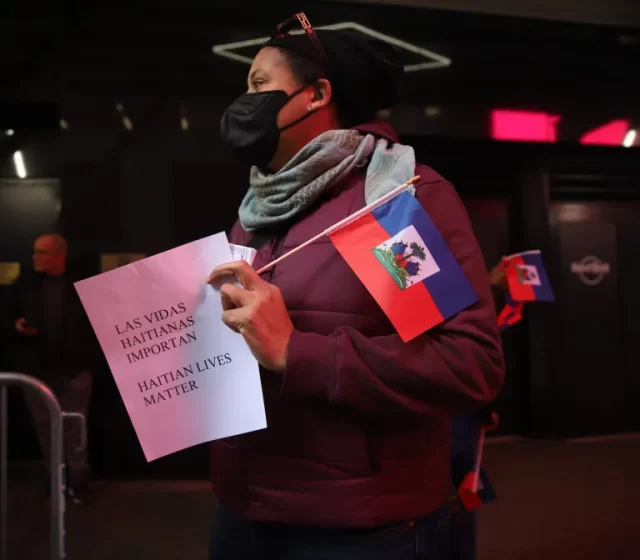 A protester at the demonstration