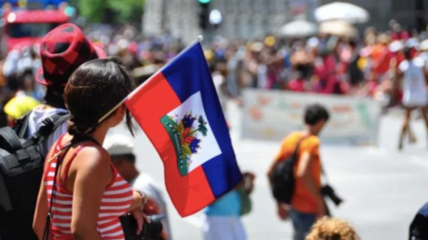 Haitian flag displayed during an event