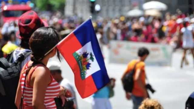 Haitian flag displayed during an event