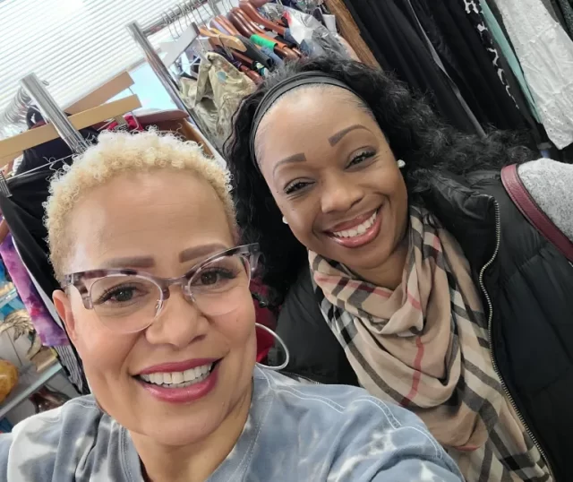 Marsha D. Carter (left) with a client
