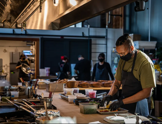 Chef Gregory Gourdet working in Kann_s kitchen- Sydnie Edelman