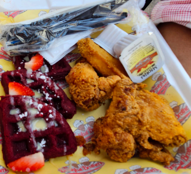 A sample of Breakfast Brothers chicken