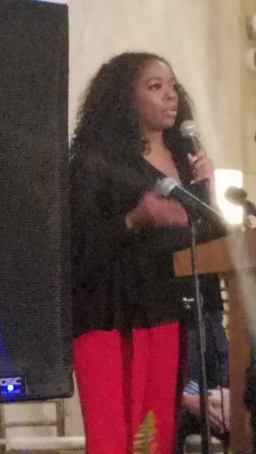 Veda Loca acknowledges elected officials. 