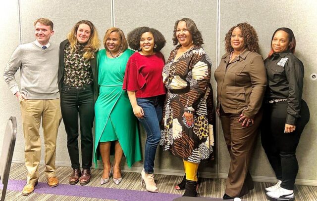 Matthew Hall, Hannah Waltz, Eva D. Coleman, Jazmyn Ferguson, Martina Van Norden, Leona Allen and Denita Jones after serving as participants during United MegaCare Ministry In Civics launch at The Potter's Hous