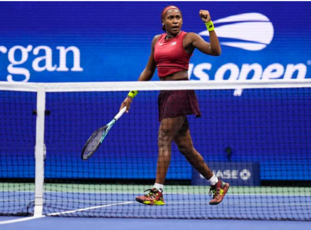 Coco Gauff of the U.S. reacts after a point against Aryna Sabalenka of Belarus in the women’s singles final of the U.S. Open on Sept. 9.