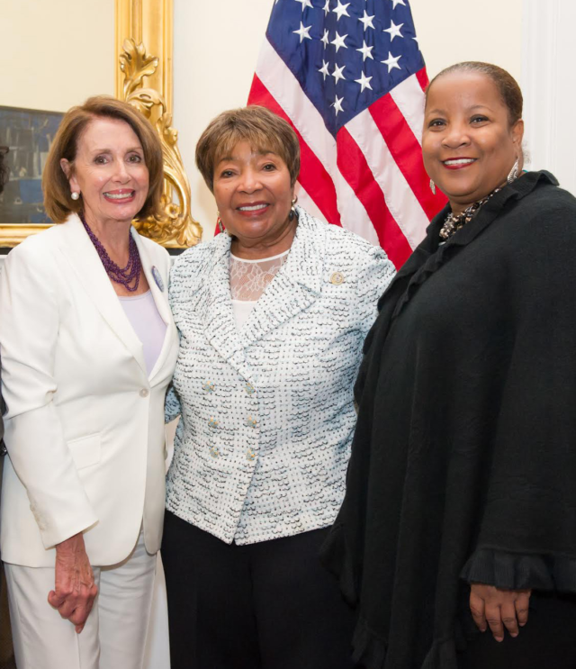 Hon. Nancy Pelosi, Hon. Eddie Bernice Johnson and Cheryl Smith