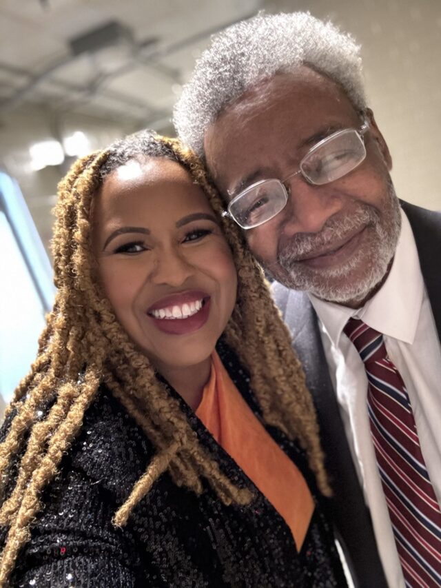 Eva D. Coleman with African American Museum President and CEO Dr. Harry Robinson, Jr. at Scott Joplin Chamber Orchestra concert in Dallas Feb. 3, 2024