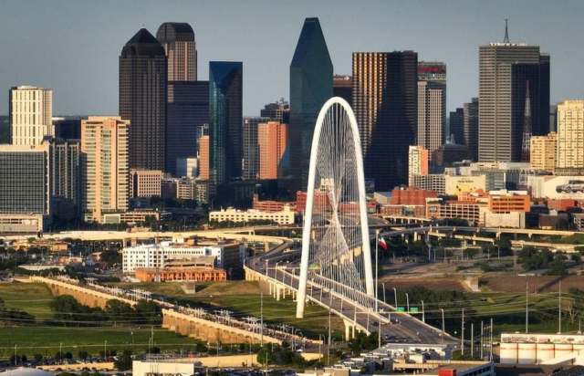 An aerial view of downtown Dallas