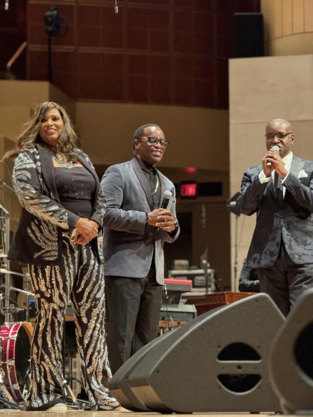 Emcees Steve _Scoop_ Jefferson and Keith Solis with event producer Toska Medlock at Together We Sing at the Meyerson Symphony Center in Dallas June 23, 2024