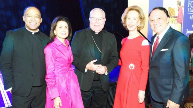 Father Tony Lackland, Margo Keyes, Bishop Edward J. Burns, Bonnie McElveen-Hunter, Jim Keyes