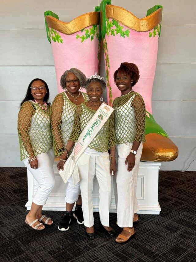 Pearl Soror Samella Yarbrough of Pasadena, California with her legacies Kayla Irby, Desiree Irby and Kali Williams during Alpha Kappa Alpha Sorority, Incorporated 71st Boule in Dallas, Texas July 7, 2024