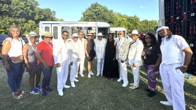 Officials from the Cities of DeSoto and Glenn Heights met up with the Bar-Kays at DeSoto’s Grimes Park on July 4th.