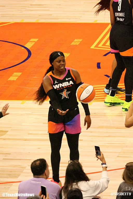 Dallas Wings Arike Ogunbowale who won her second All-Star MVP on Saturday Night