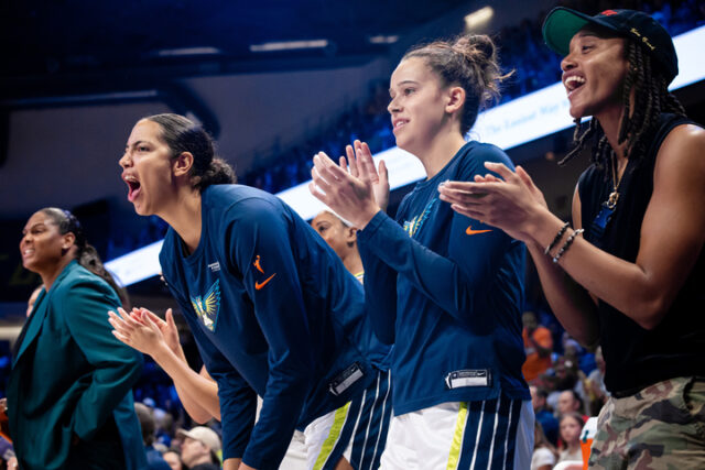 Dallas Wings Bench Cheering On Team