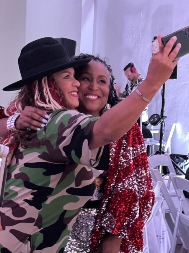 Letitia Owens takes selfie with Dr. Cheryl Polote Williamson during Ageless, Fearless, Unscripted podcast screening in Dallas Sept. 13, 2024