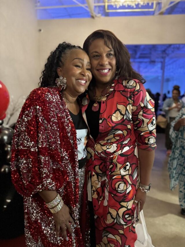 Dr. Cheryl Polote Williamson with Velena McRae during Ageless, Fearless, Unscripted podcast screening in Dallas Sept. 13, 2024