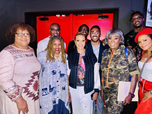 Members of the Dallas-Fort Worth Association of Black Journalists with MC Lyte during private listening session on Oct. 11, 2024 at Beale Street Live & Lounge in Arlington, TX