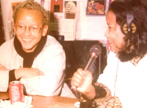 With Nikki Giovanni at Black Images Book Bazaar during KKDA –AM Broadcast