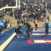 Running back, Warren Cornelius, celebrating after getting a 5 yard rushing touchdown.