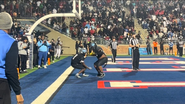 Running back, Warren Cornelius, celebrating after getting a 5 yard rushing touchdown.