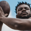 Athlete holding football