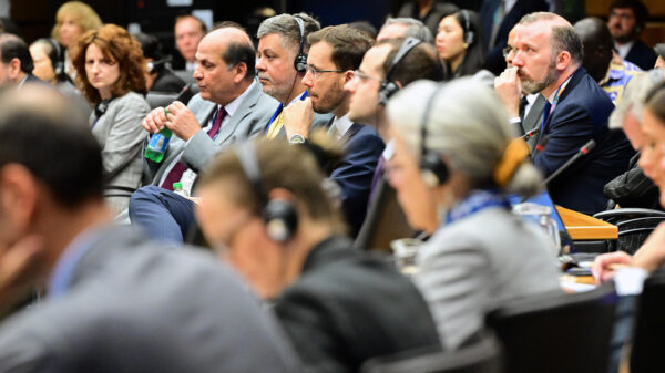 Delegates and Member States Representatives listen to the opening remarks of IAEA Director General Rafael Mariano Grossi, that IAEA was informed of the military operation launched by Israel which includes attacks on nuclear facilities in the Islamic Republic of Iran at the IAEA 1771st Board of Governors meeting held at the Agency headquarters in Vienna, Austria. 13 June 2025. Photo: Dean Calma / IAEA. Copyright ©IAEA Images.
